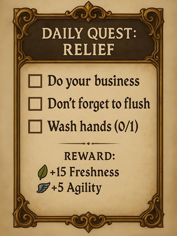 Daily Quest Klo-Poster | Lustiges WG-Bild fürs Bad | Gaming Meme Toilettenposter