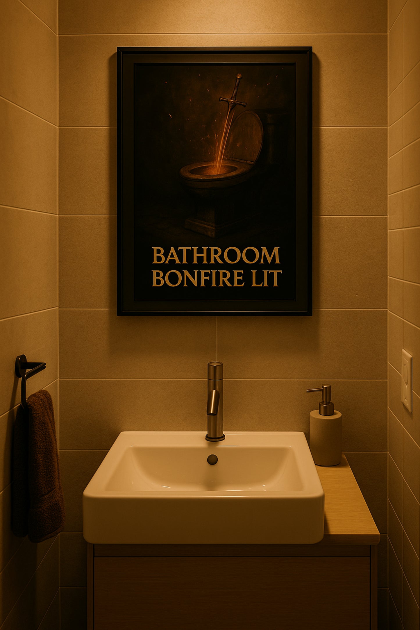 Toilettenposter.com - Bathroom Bonfire Lit Meme Bild