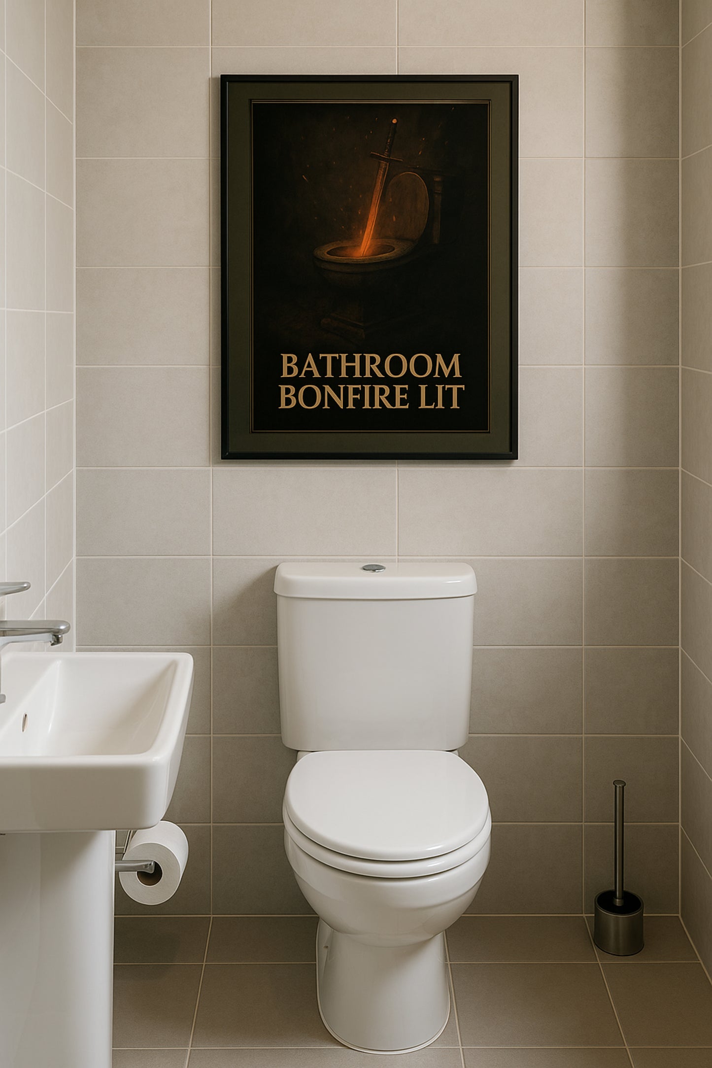 Toilettenposter.com - Bathroom Bonfire Lit Meme Bild