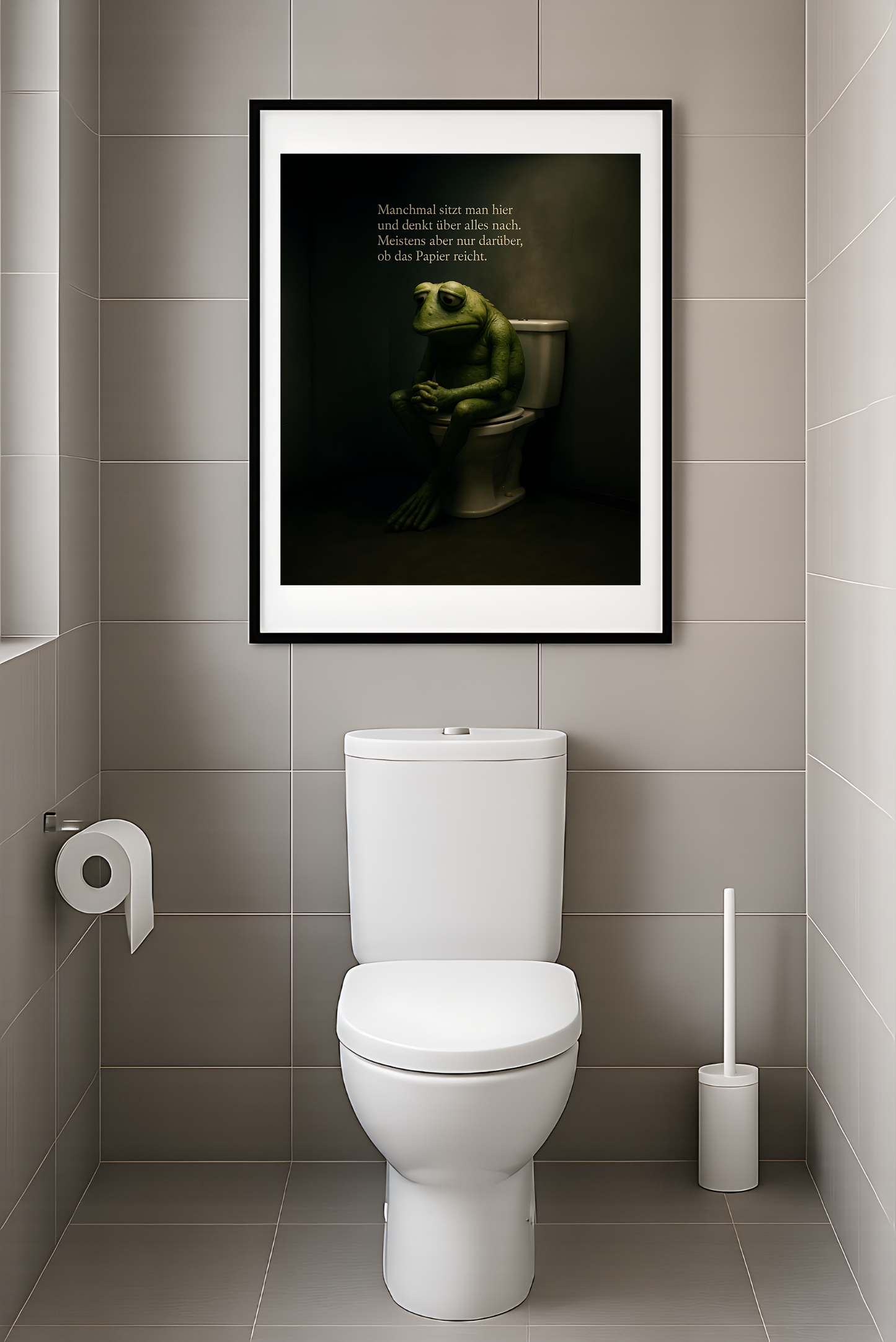 Frosch aufm Klo Poster | Lustiges Toilettenposter | WG & Gäste-WC Deko
