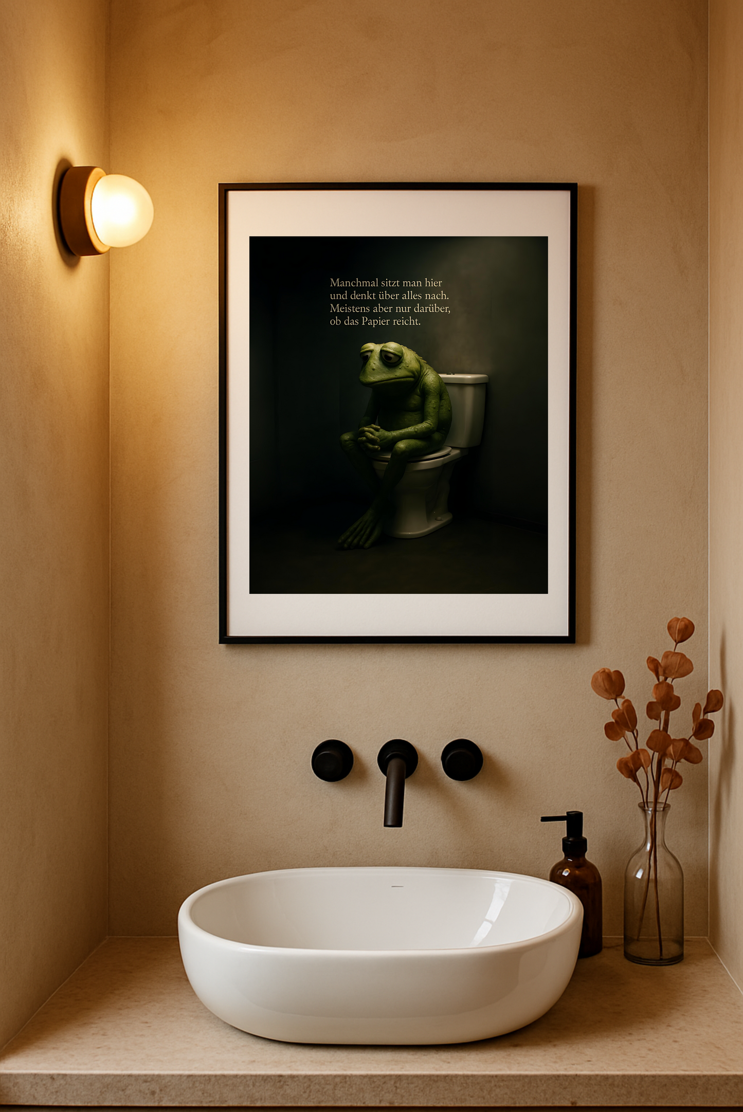 Frosch aufm Klo Poster | Lustiges Toilettenposter | WG & Gäste-WC Deko