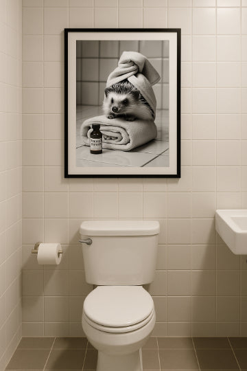 Wellness Igel Poster | Stilvolles & witziges Bild fürs Gäste-WC | Badezimmer Deko