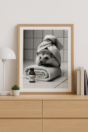 Wellness Igel Poster | Stilvolles & witziges Bild fürs Gäste-WC | Badezimmer Deko