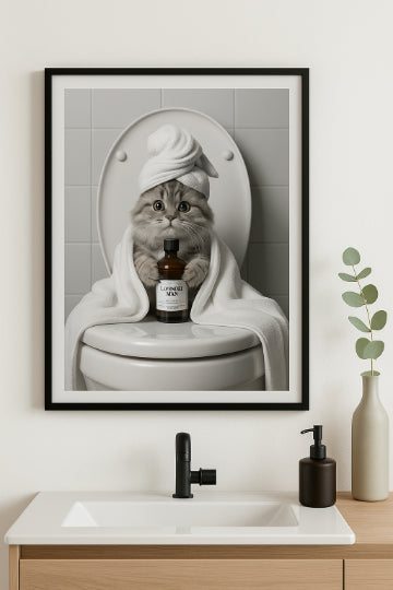 Wellness Katze Toilettenposter | Witzige & stilvolle Deko fürs Badezimmer