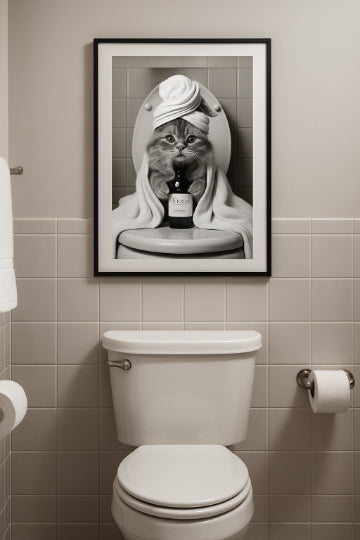 Wellness Katze Toilettenposter | Witzige & stilvolle Deko fürs Badezimmer