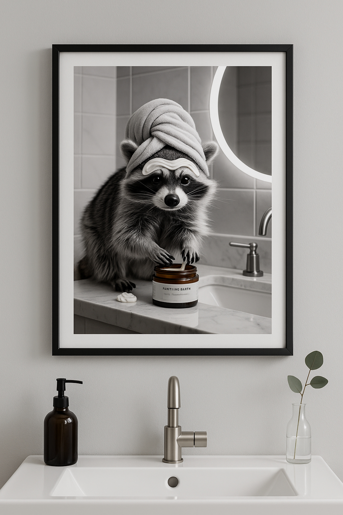 Wellness Waschbär Poster | Lustiges Klo-Poster & Gäste-WC Meme Deko
