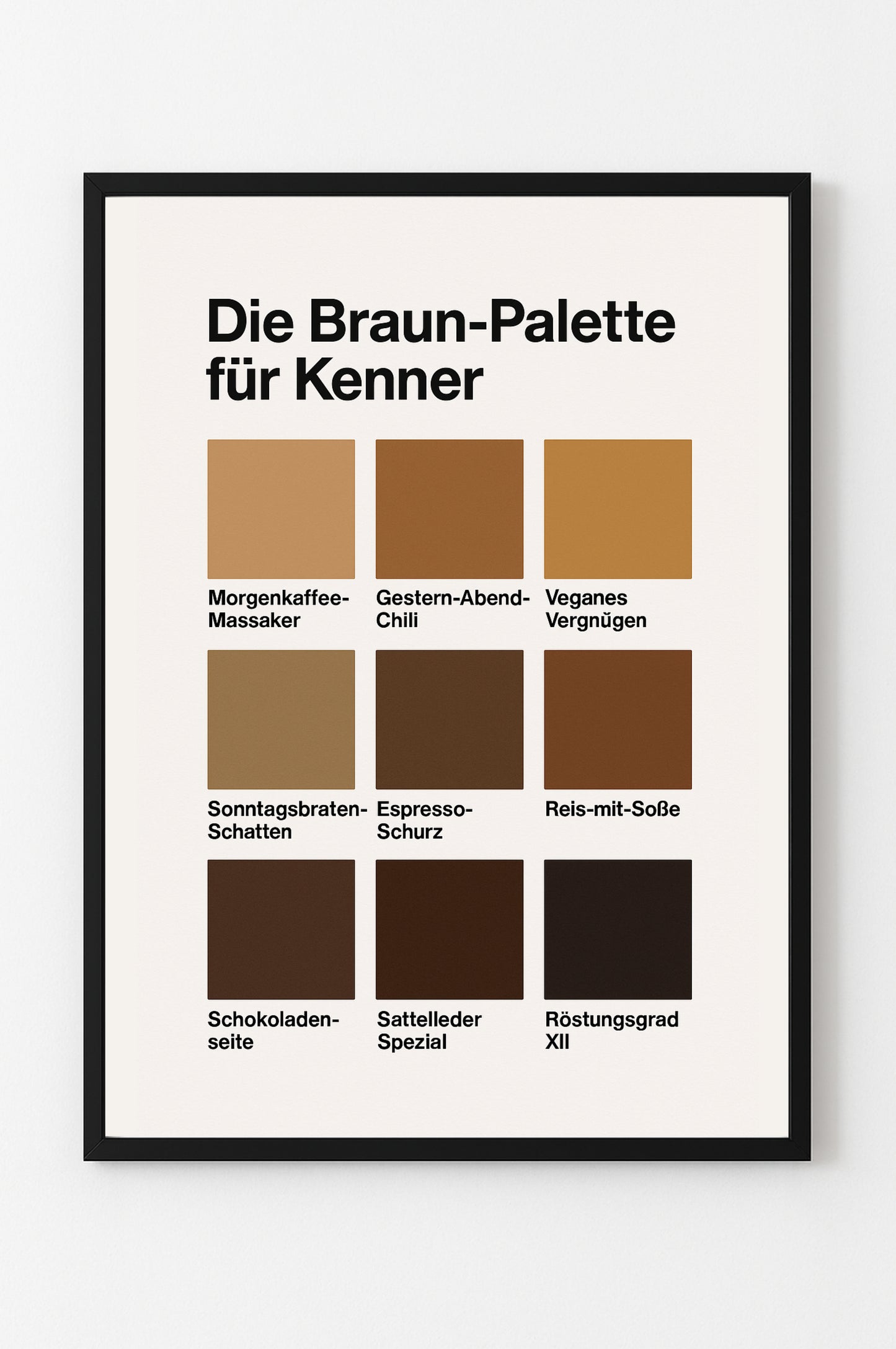 Toilettenposter Braun-Palette – Ironisch, eklig, genial fürs Gäste-WC