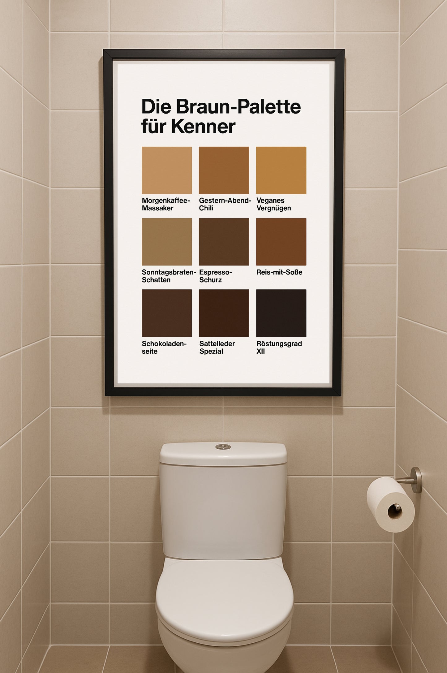 Toilettenposter Braun-Palette – Ironisch, eklig, genial fürs Gäste-WC