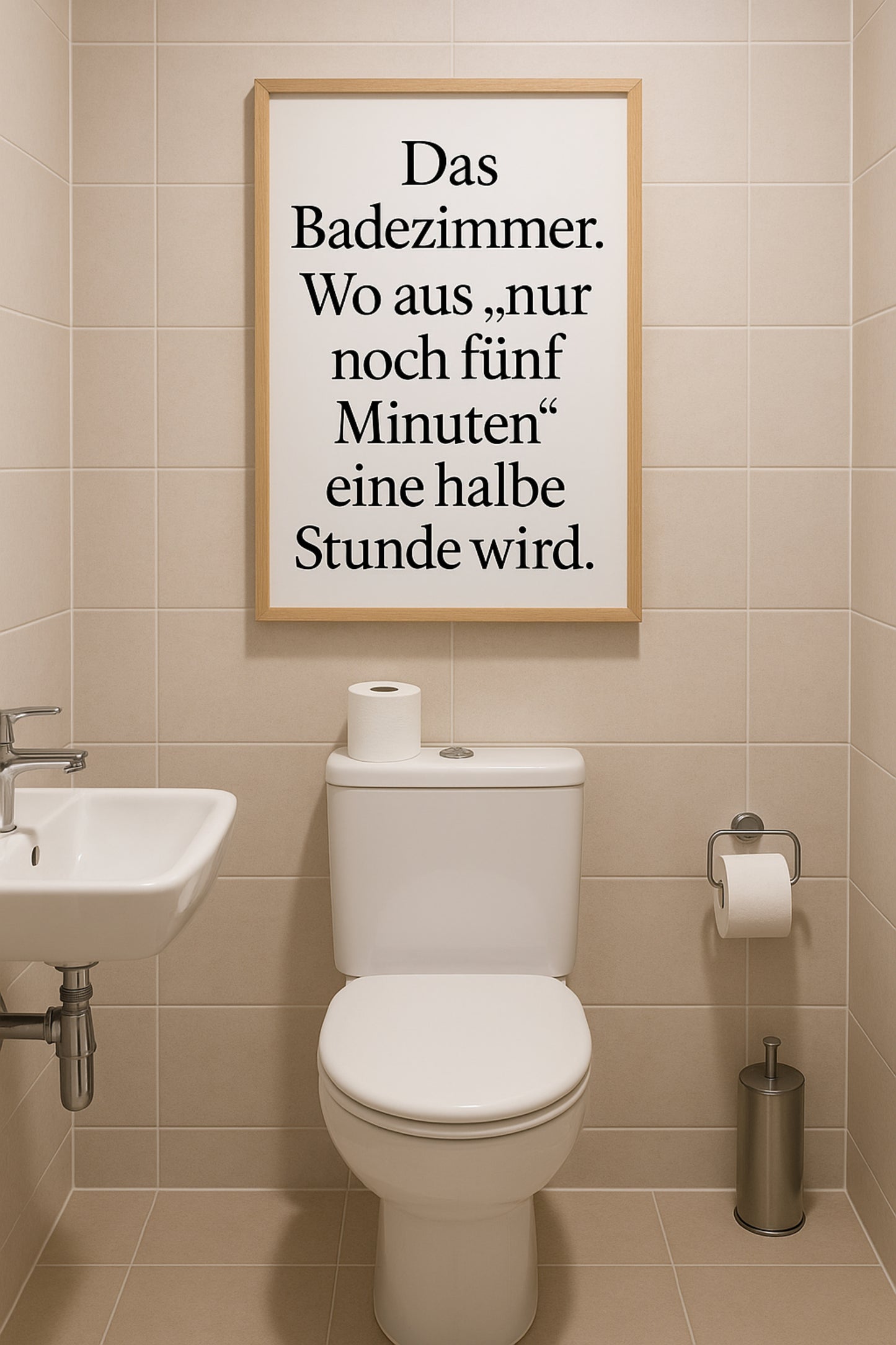 Witziges Badezimmer Poster | „Nur fünf Minuten“ wird zu einer halben Stunde
