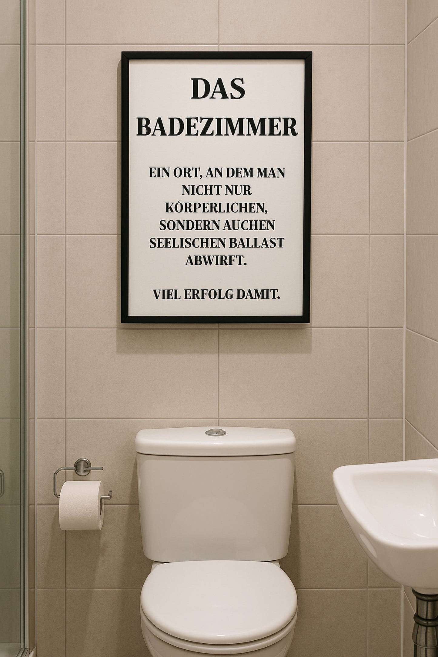 Das Badezimmer Poster | Lustiger Klo-Spruch mit Tiefgang | Gäste-WC Deko mit Text