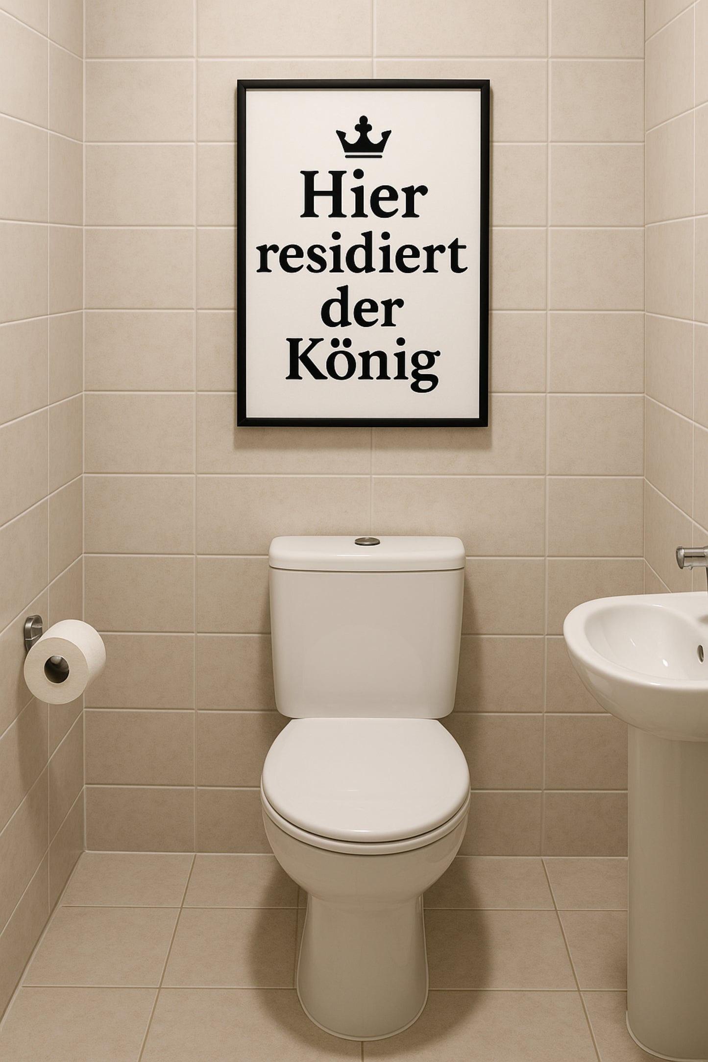 „Hier residiert der König“ – Witziges Poster fürs Männer-Badezimmer