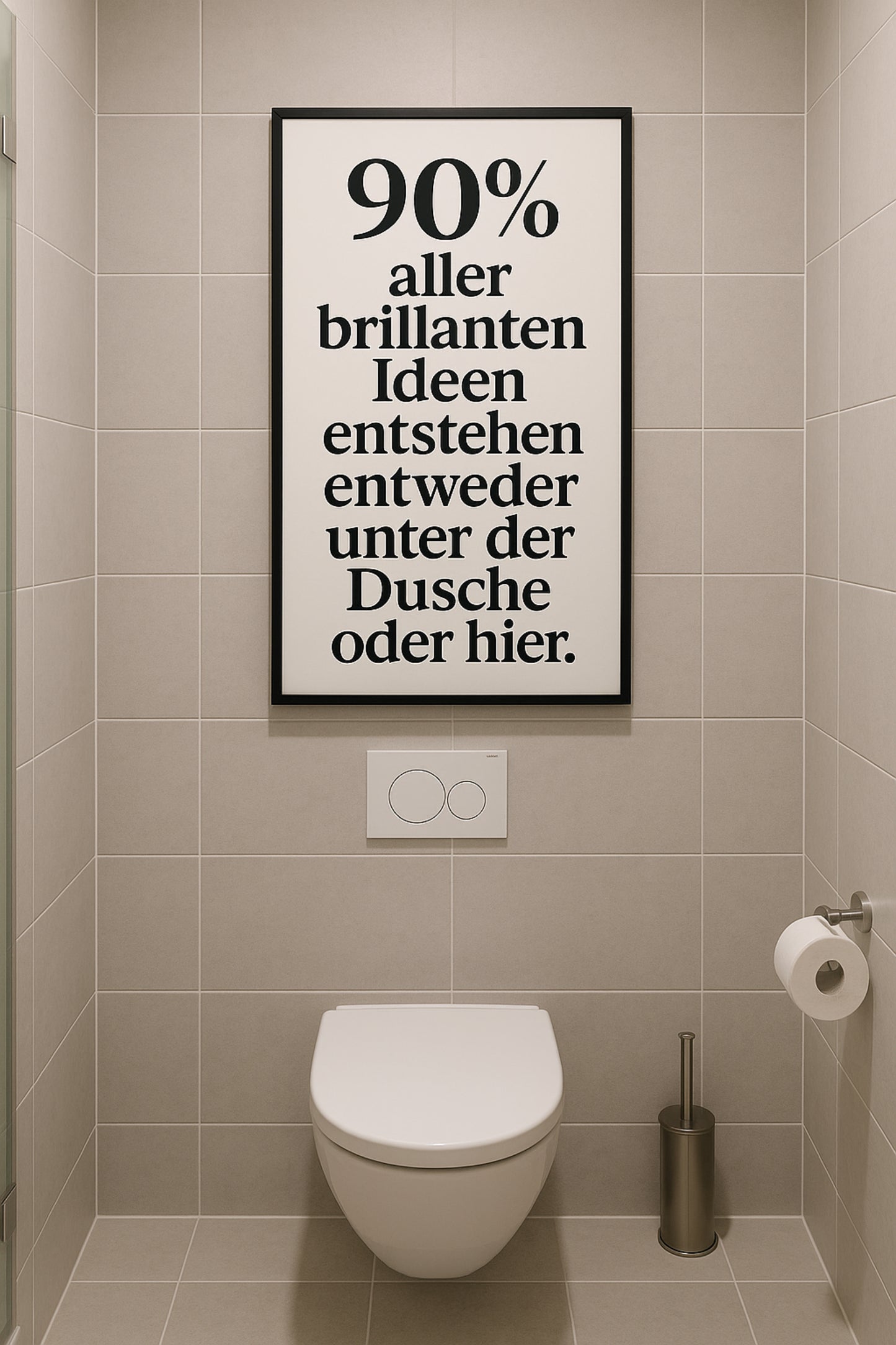 Poster „90 % der Ideen“ | Lustiges Toilettenbild für Bad & Gäste-WC