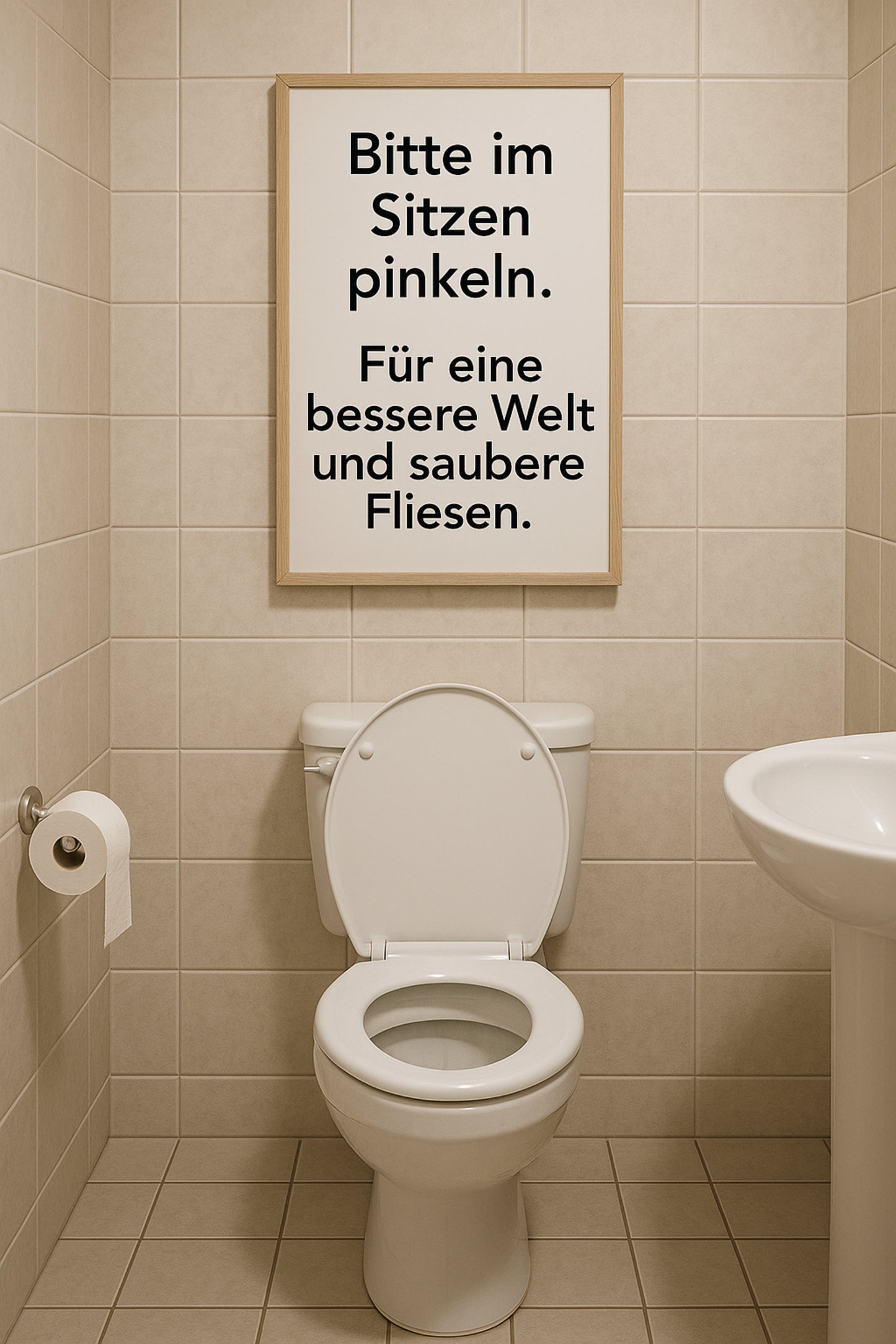 Bitte im Sitzen pinkeln Poster | Lustige WC-Regel für Gäste-WC & Badezimmer