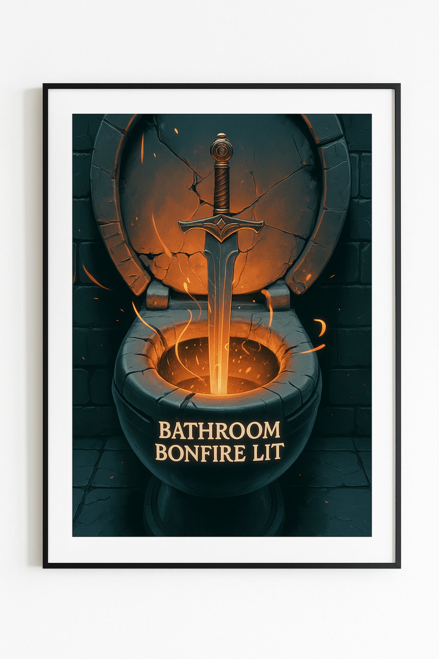 Bathroom Bonfire Poster | Epischer Dark-Fantasy-Lacher fürs WG-Klo
