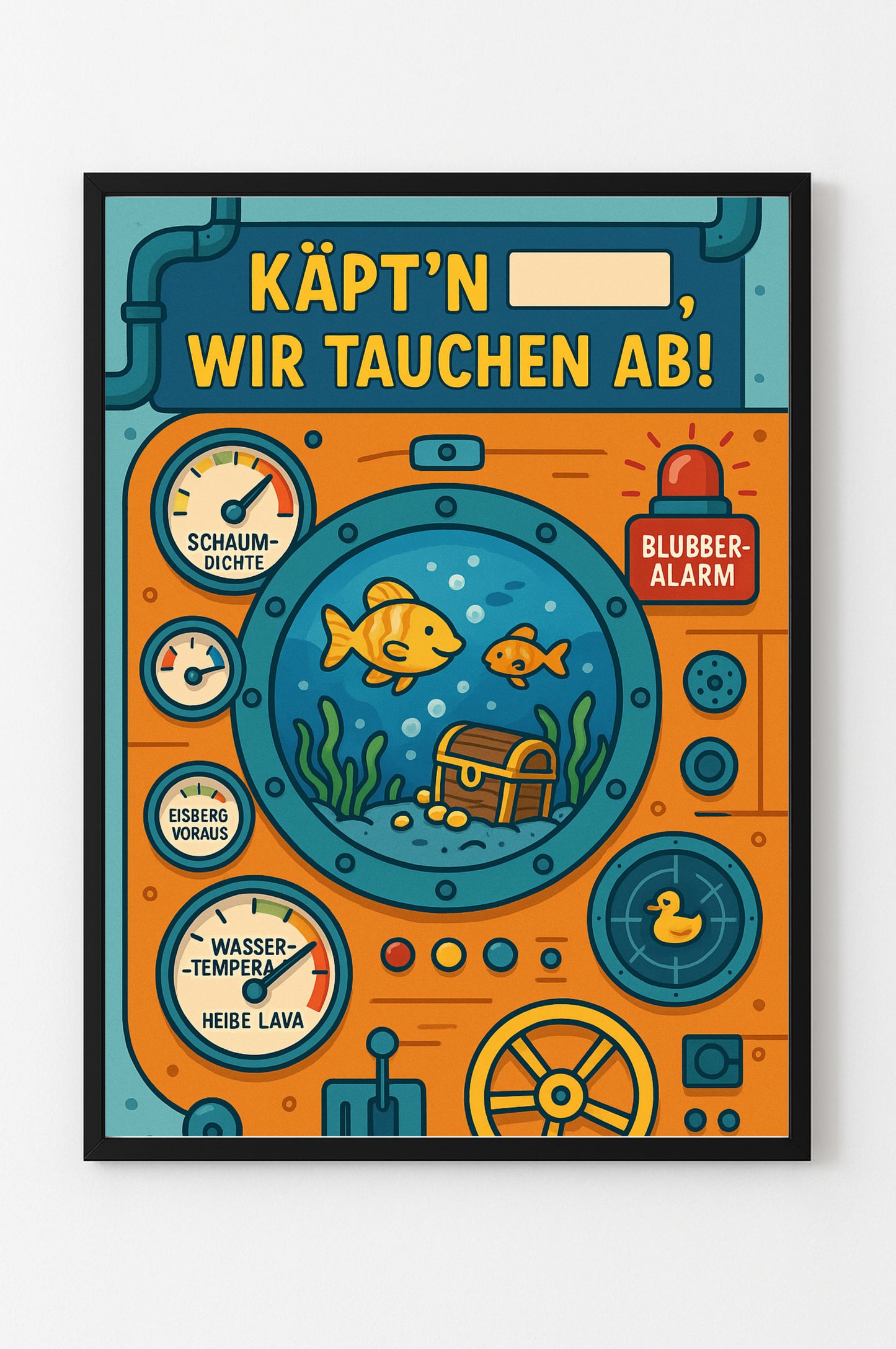 Kinderposter fürs Badezimmer | Käpt’n, wir tauchen ab! | Lustige WC Deko