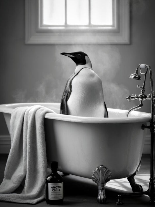 Arctic Chill Pinguin Poster | Witziges Toilettenposter fürs Gäste-WC