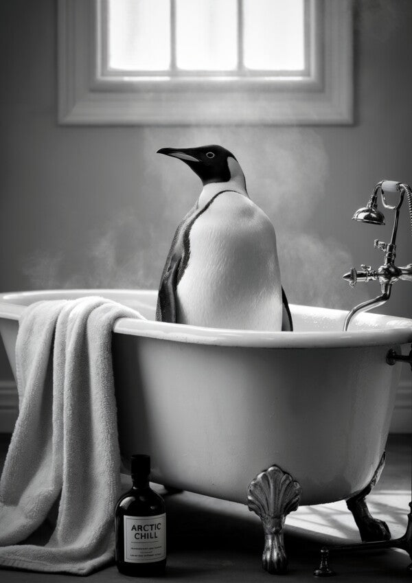 Arctic Chill Pinguin Poster | Witziges Toilettenposter fürs Gäste-WC