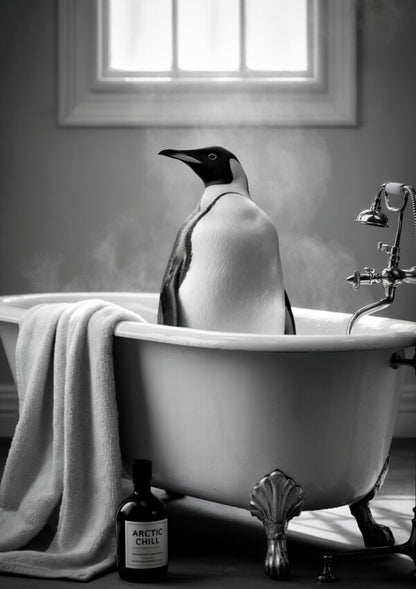 Arctic Chill Pinguin Poster | Witziges Toilettenposter fürs Gäste-WC