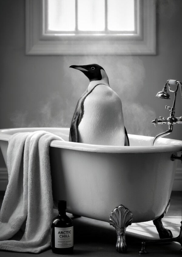 Arctic Chill Pinguin Poster | Witziges Toilettenposter fürs Gäste-WC