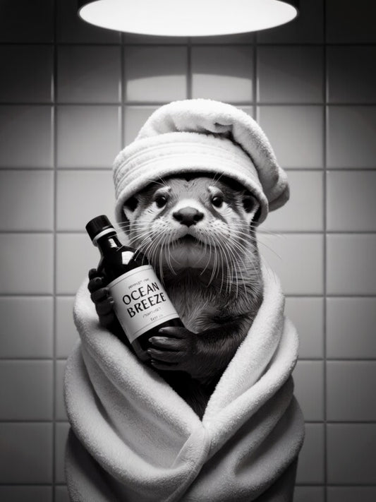 Süßer Otter Poster | Lustiges Bild für Badezimmer & Gäste-WC Deko