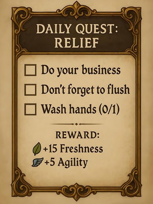 Daily Quest Klo-Poster | Lustiges WG-Bild fürs Bad | Gaming Meme Toilettenposter