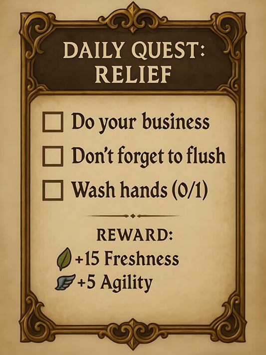 Daily Quest Klo-Poster | Lustiges WG-Bild fürs Bad | Gaming Meme Toilettenposter