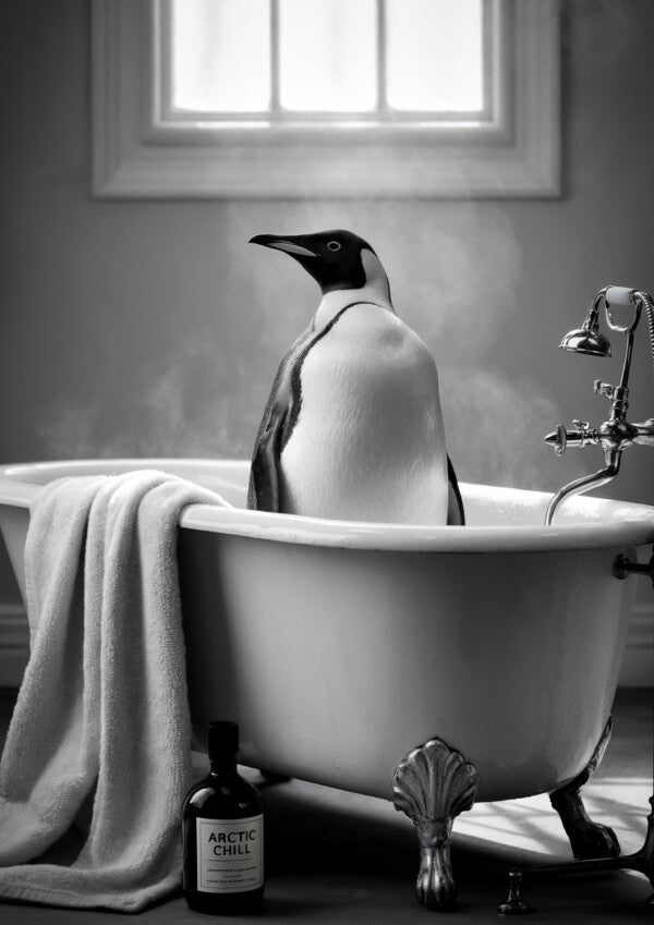 Arctic Chill Pinguin Poster | Witziges Toilettenposter fürs Gäste-WC