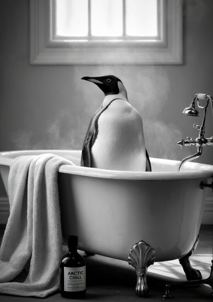 Arctic Chill Pinguin Poster | Witziges Toilettenposter fürs Gäste-WC
