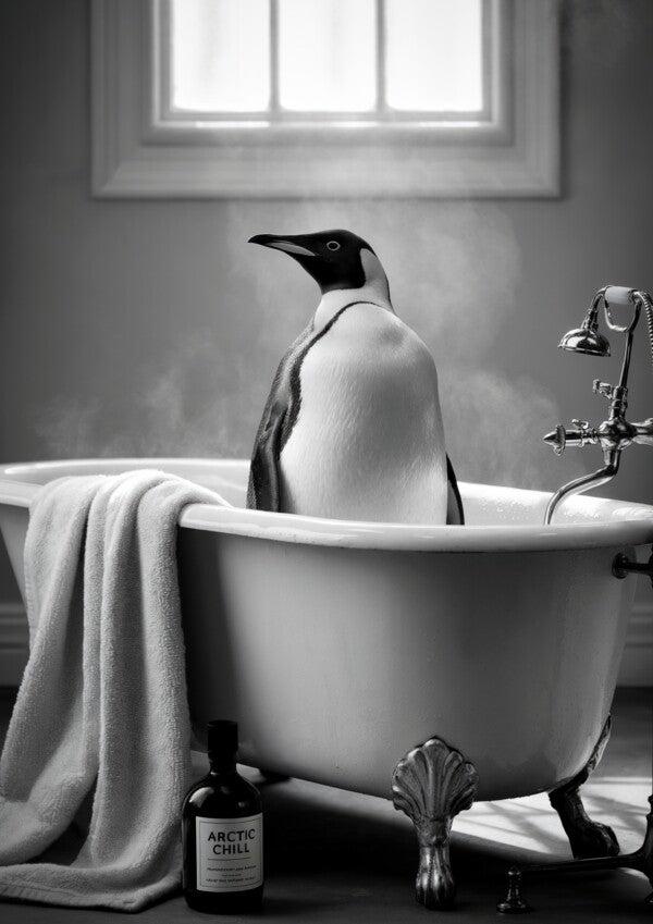 Arctic Chill Pinguin Poster | Witziges Toilettenposter fürs Gäste-WC