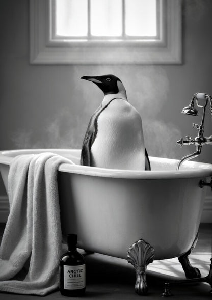 Arctic Chill Pinguin Poster | Witziges Toilettenposter fürs Gäste-WC
