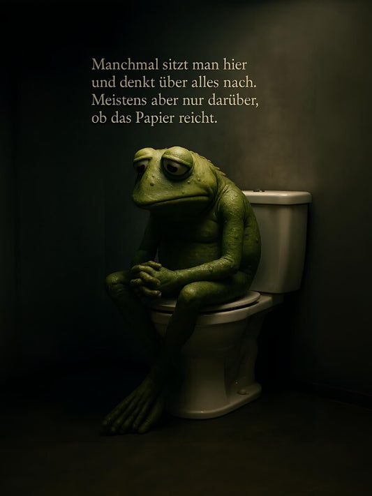 Frosch aufm Klo Poster | Lustiges Toilettenposter | WG & Gäste-WC Deko