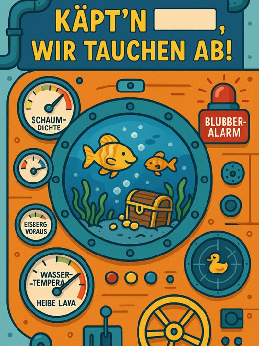 Kinderposter fürs Badezimmer | Käpt’n, wir tauchen ab! | Lustige WC Deko