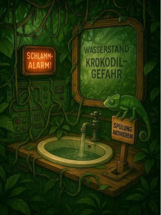 Kinder Toilettenposter Dschungel | Krokodilgefahr im Familienbad!