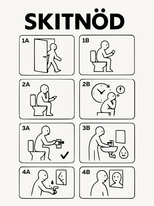 SKITNÖD Poster | Lustige Anleitung fürs WC im minimalistischen IKEA-Stil