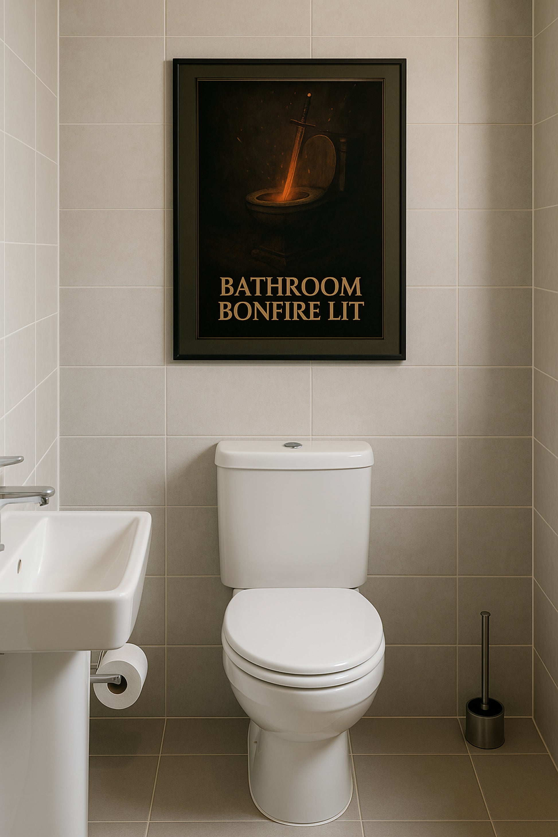 Toilettenposter.com - Bathroom Bonfire Lit Meme Bild