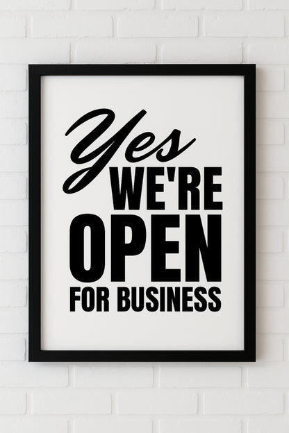 Yes, We’re Open Toilettenposter | Lustiges WC Schild im Retro-Stil | Witzige Gäste-WC Deko