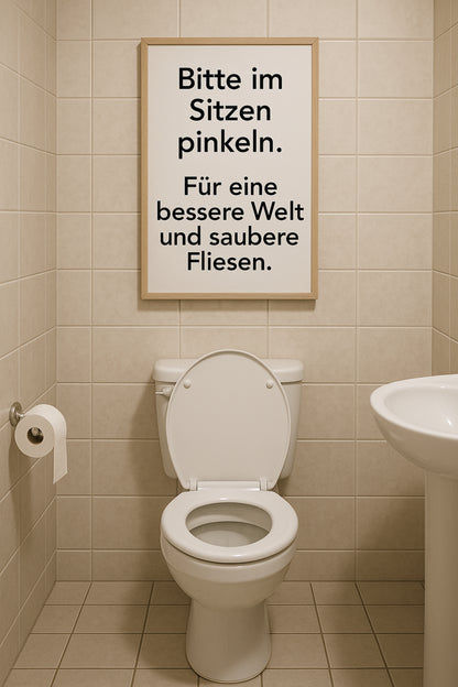 Bitte im Sitzen pinkeln Poster | Lustige WC-Regel für Gäste-WC & Badezimmer