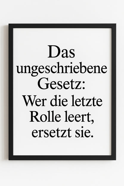Toilettenposter „Letzte Rolle“ | Lustiges WC-Schild fürs Familienbad