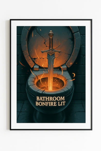 Bathroom Bonfire Poster | Epischer Dark-Fantasy-Lacher fürs WG-Klo