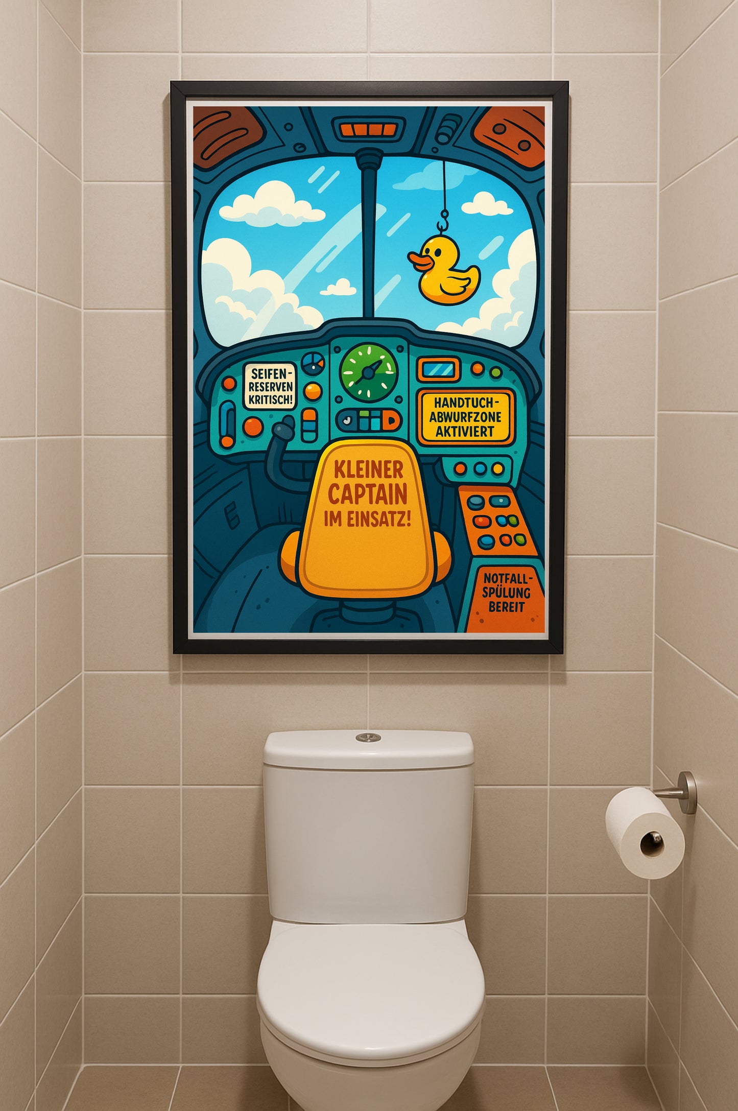 Kleiner Captain Poster fürs Kinder-WC | Lustige Badezimmer Deko für Familien