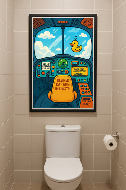 Kleiner Captain Poster fürs Kinder-WC | Lustige Badezimmer Deko für Familien