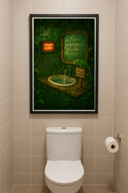 Kinder Toilettenposter Dschungel | Krokodilgefahr im Familienbad!