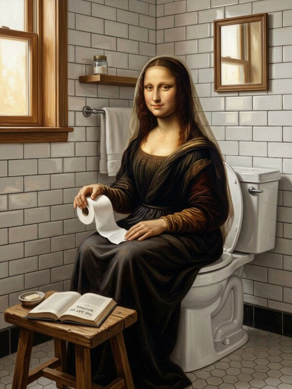 Mona Lisa Toilette Poster Kunst-Parodie - Lustiges WC Bild Badezimmer Deko