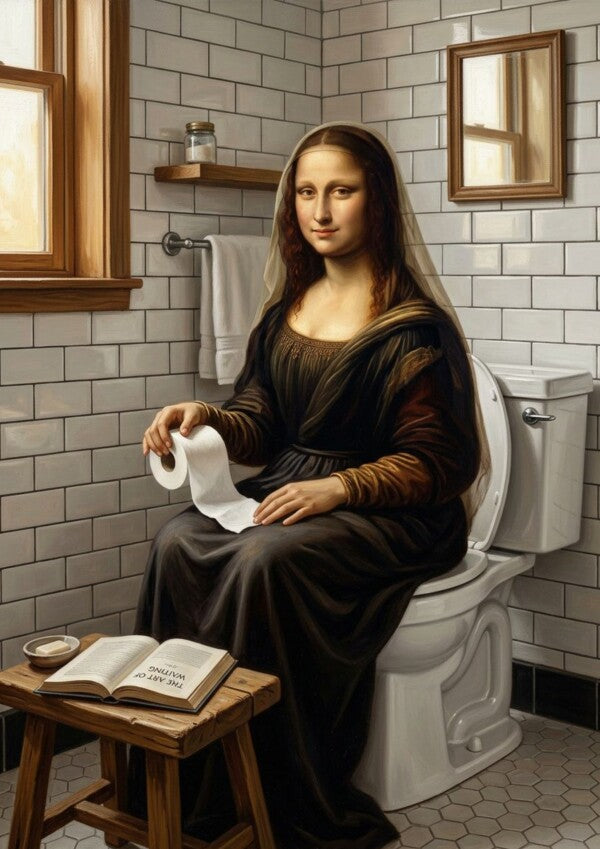 Mona Lisa Toilette Poster Kunst-Parodie - Toilettenposter fuers Gaeste-WC