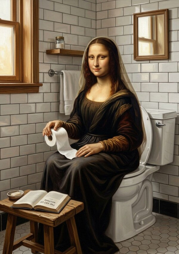 Mona Lisa Toilette Poster Kunst-Parodie - Toilettenposter fuers Gaeste-WC