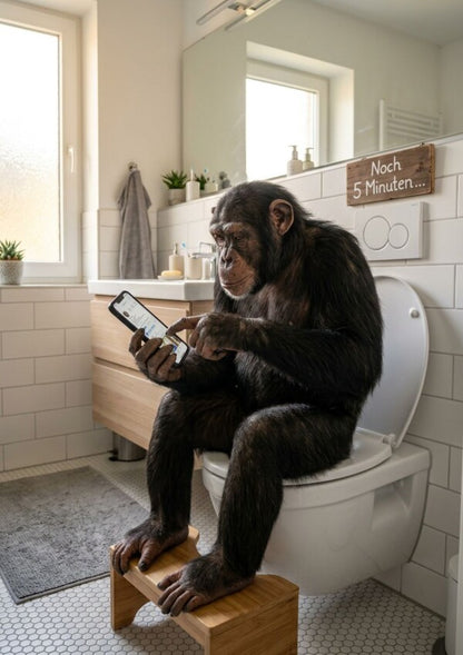 Affe auf Toilette Poster - Toilettenposter fuers Gaeste-WC