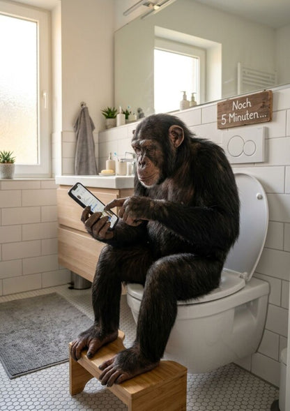 Affe auf Toilette Poster - Toilettenposter fuers Gaeste-WC