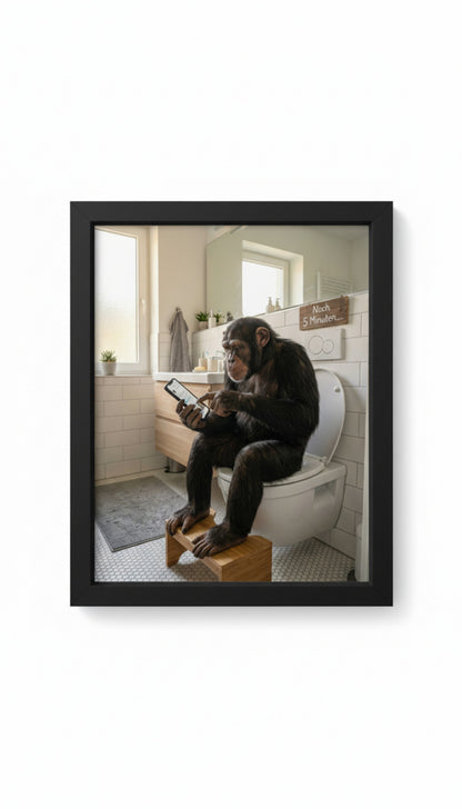 Affe auf Toilette Poster als Wandbild im Badezimmer - Lustiges WC Bild
