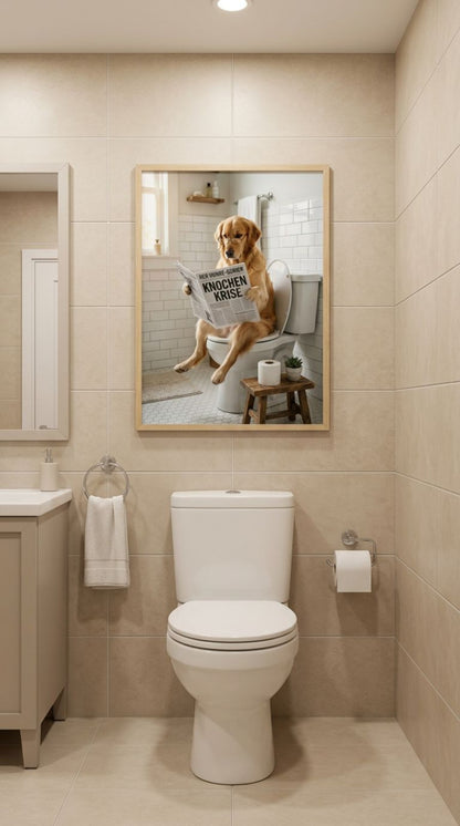 Hund auf Toilette Poster als Wandbild im Gaeste-WC - Golden Retriever